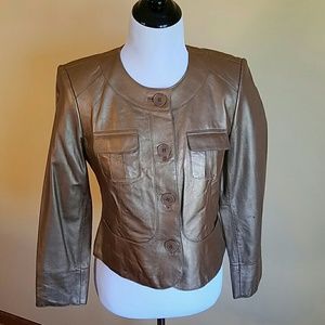 Talbots Shiny Gold Leather Jacket