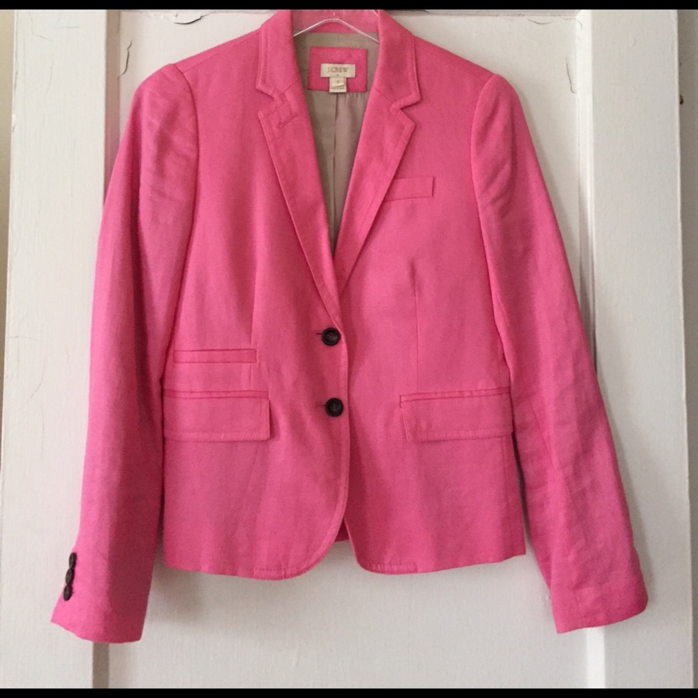 J. Crew Neon Pink Linen Blazer