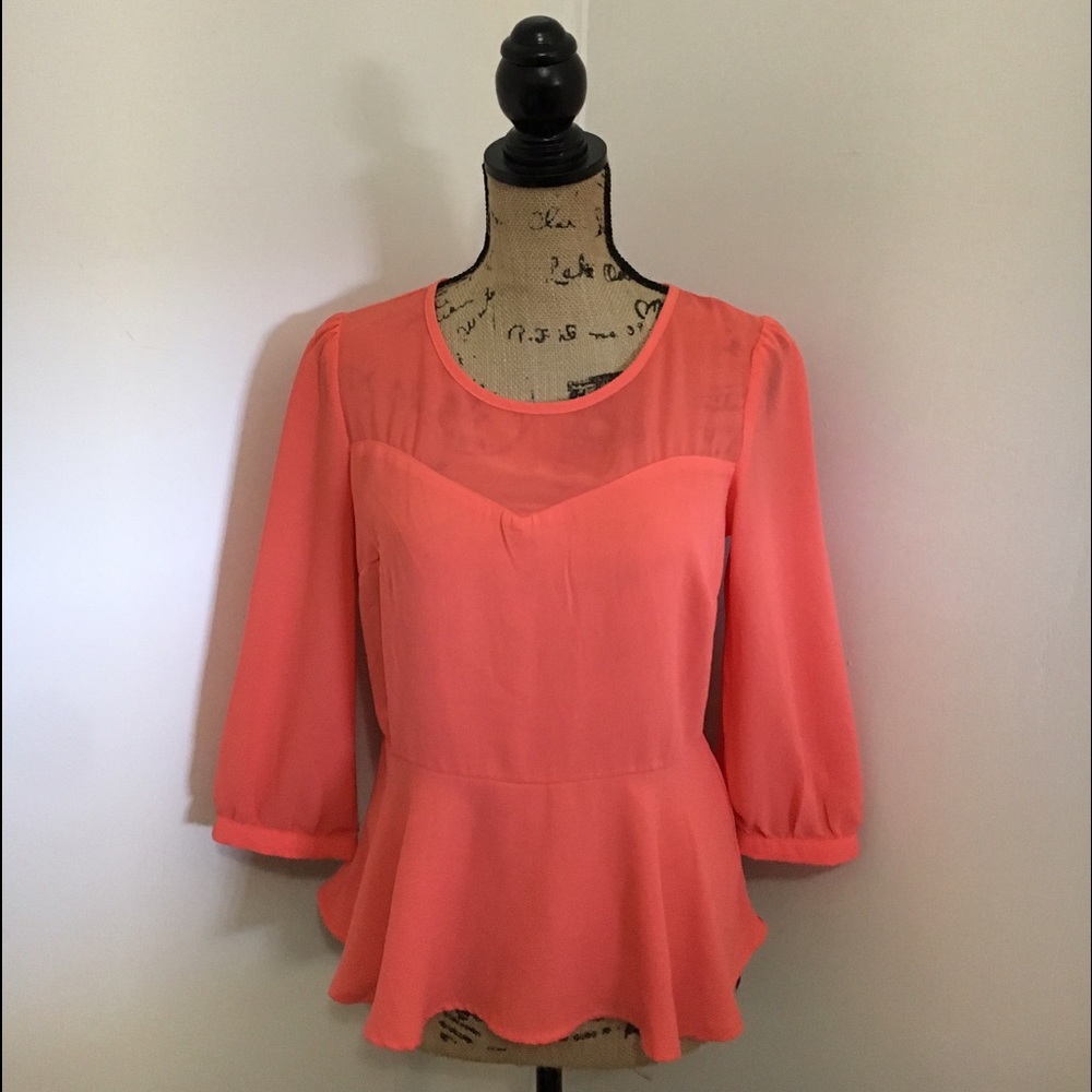 Coral Peplum Top