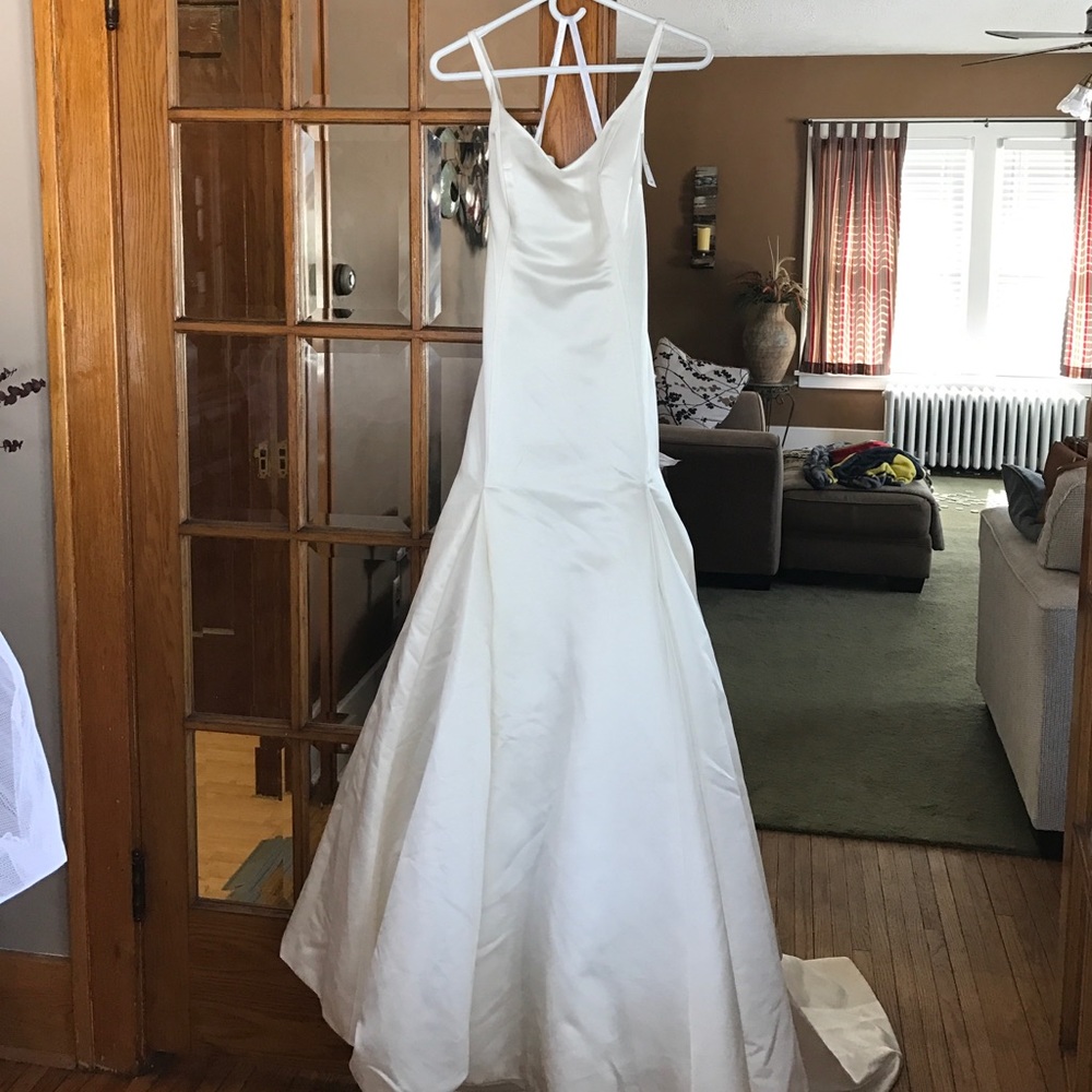 Bridal gown with cathedral train