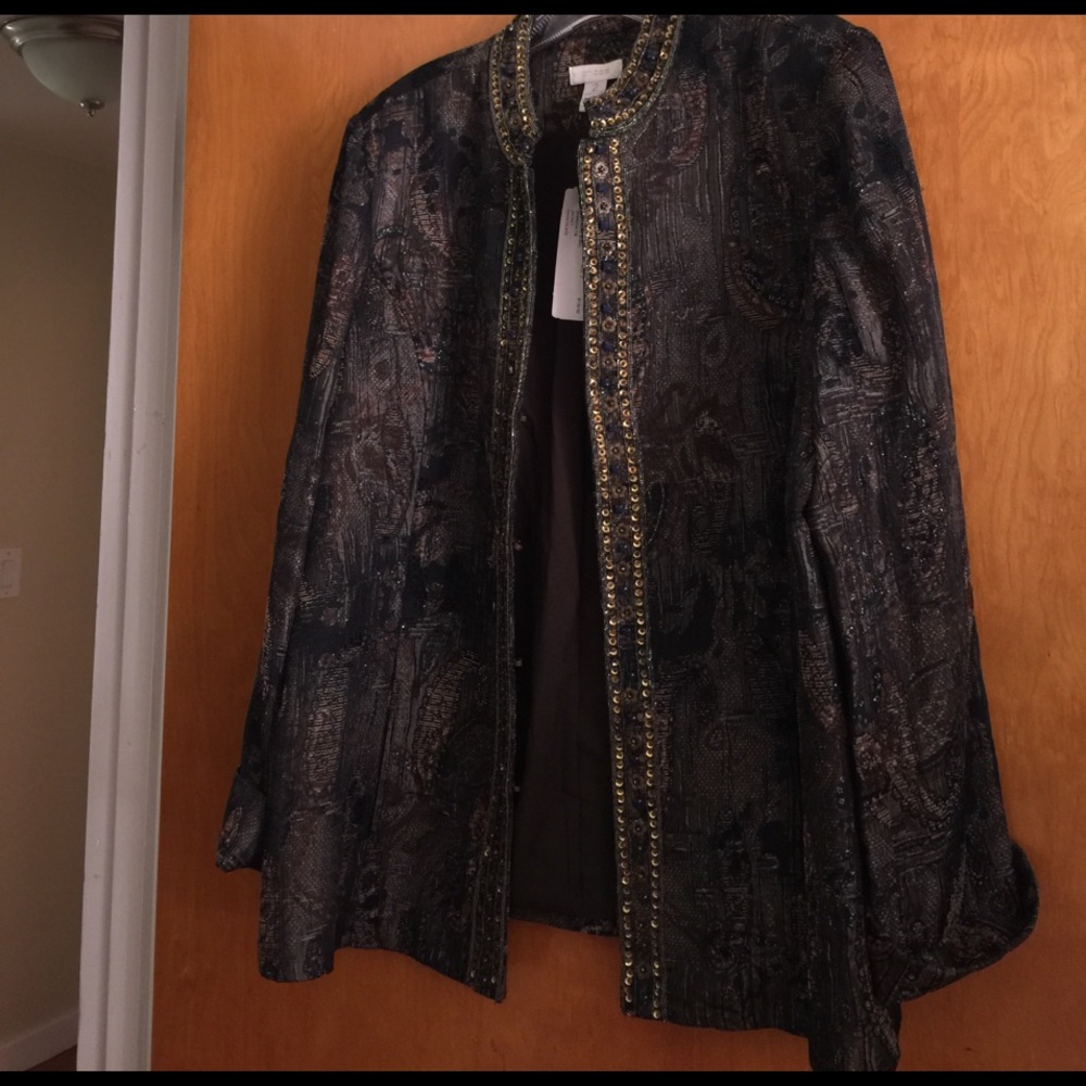 Chico's Brocade and Beaded Jacket