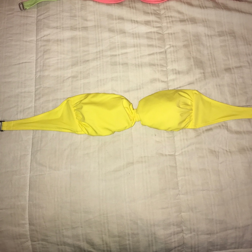 VS Yellow strapless swim top
