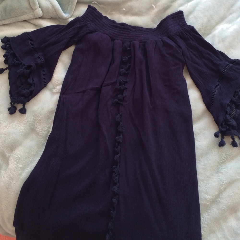 Love FIRE navy blue tassel dress