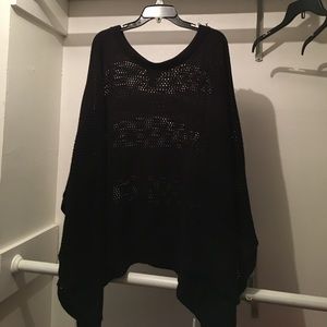 NWOT black crochet poncho