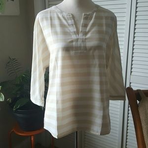 Loft Cream Striped Blouse