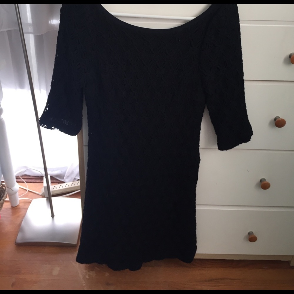 Black crochet dress