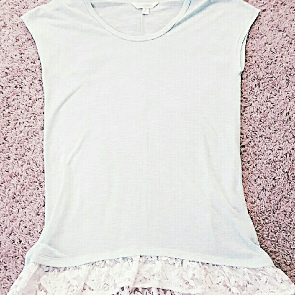 Charming Charlie Mint Green Cream Lace Blouse