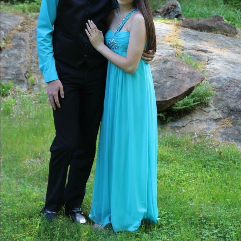 Teal blue prom dress