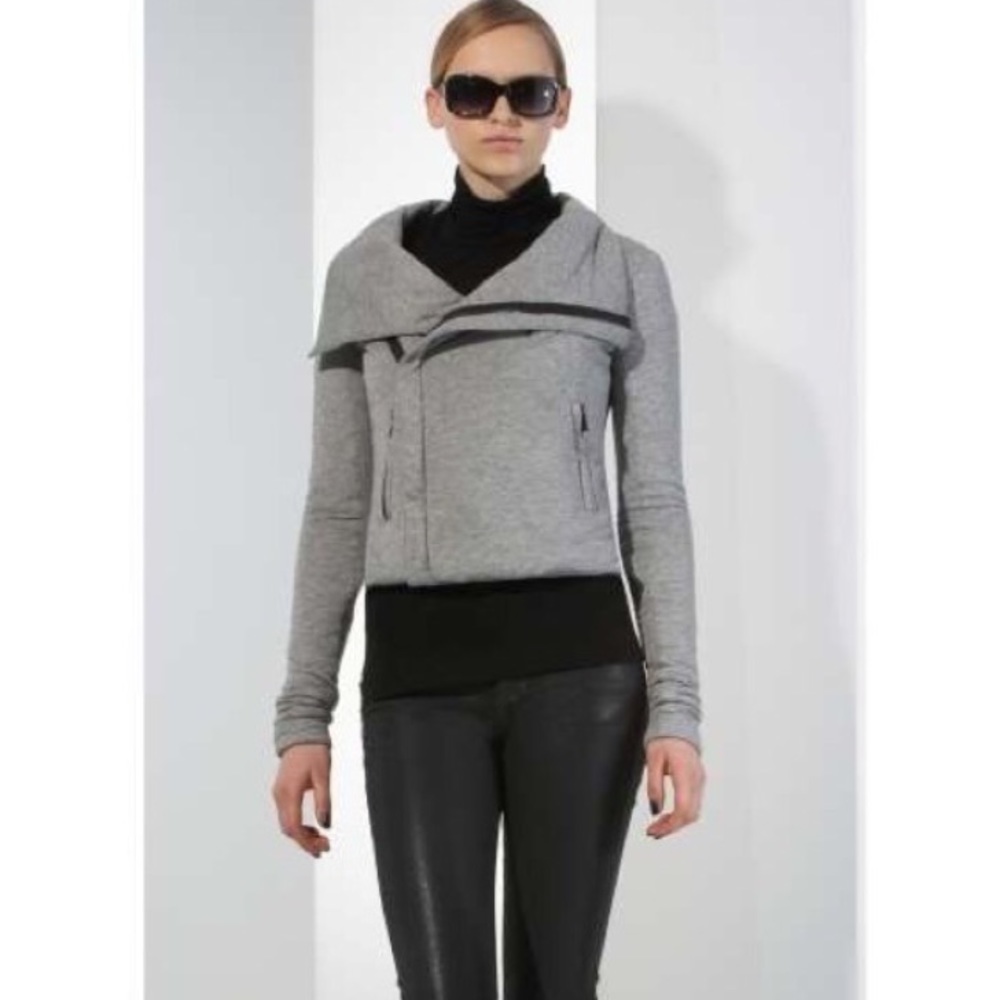 Gray BCBGmaxazria asymmetrical zipper jacket