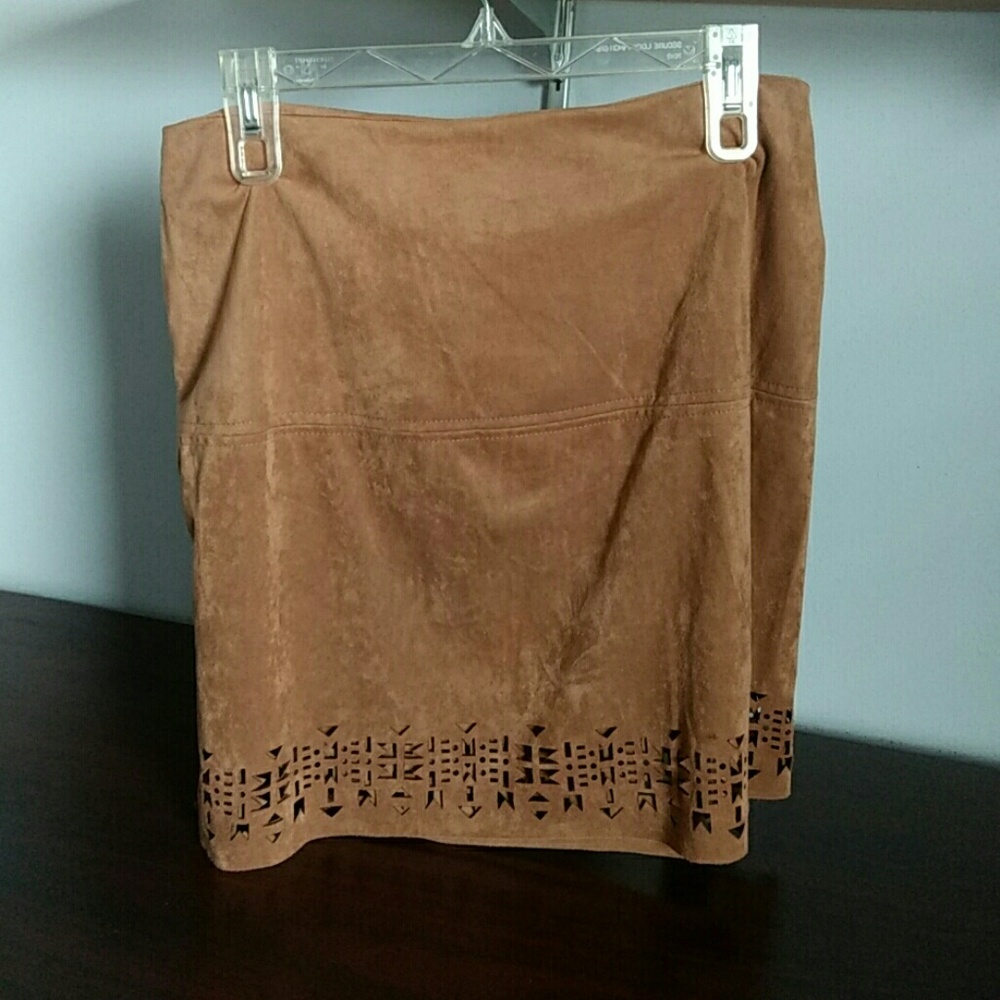 Faux tan suede skirt