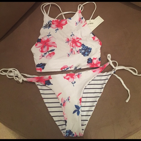 American Apparel Other - NEW- reversible bathing suit. Flower & striped.
