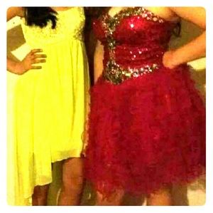 Pink Strapless Rhinestone Dress