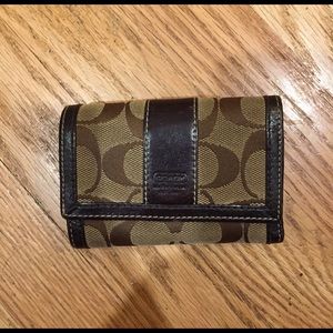 Brown Coach Signature Trifold Wallet