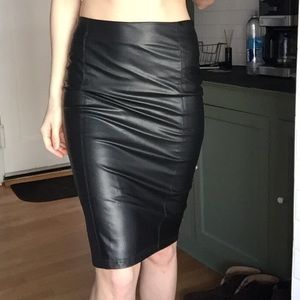 Zara Basic Faux Leather Pencil Skirt