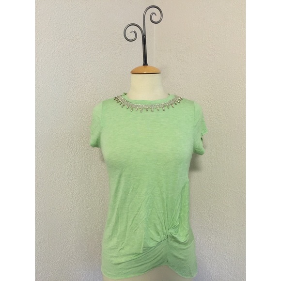 Naked Zebra Tops - NWT Naked Zebra Green T-Shirt with Crystal Collar