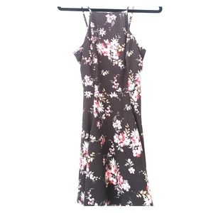 Hollister Floral Print Lace-Up Back Skater Dress