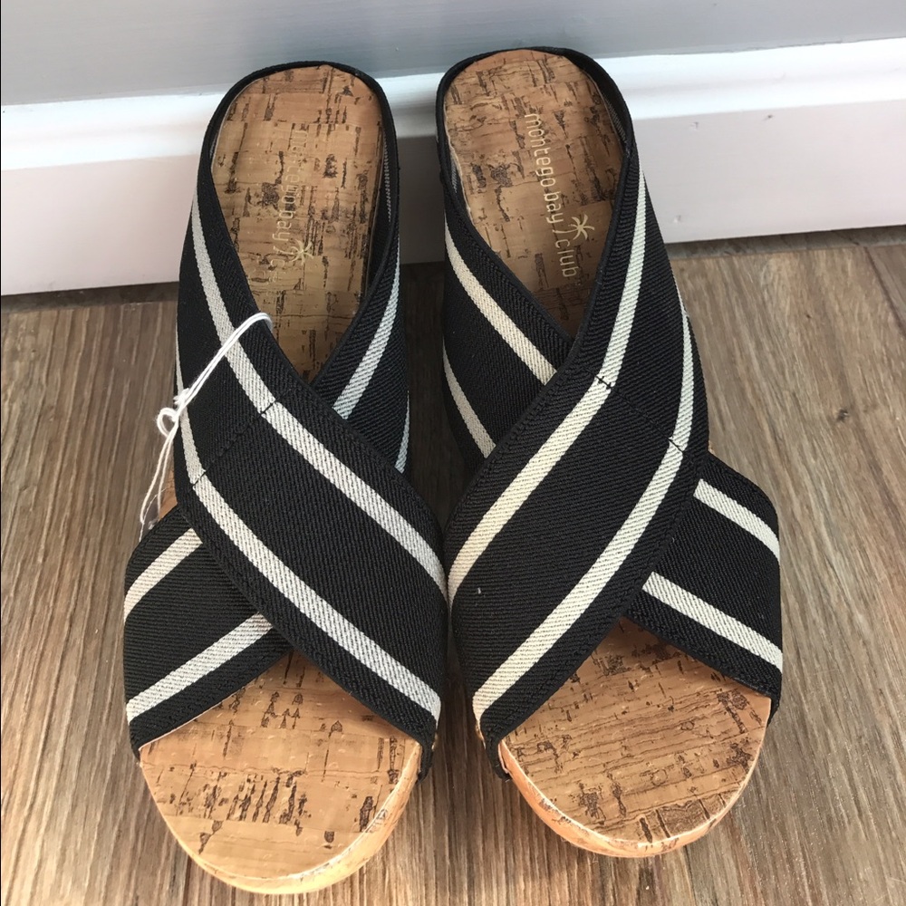 Black and cream wedge heel size 8.5