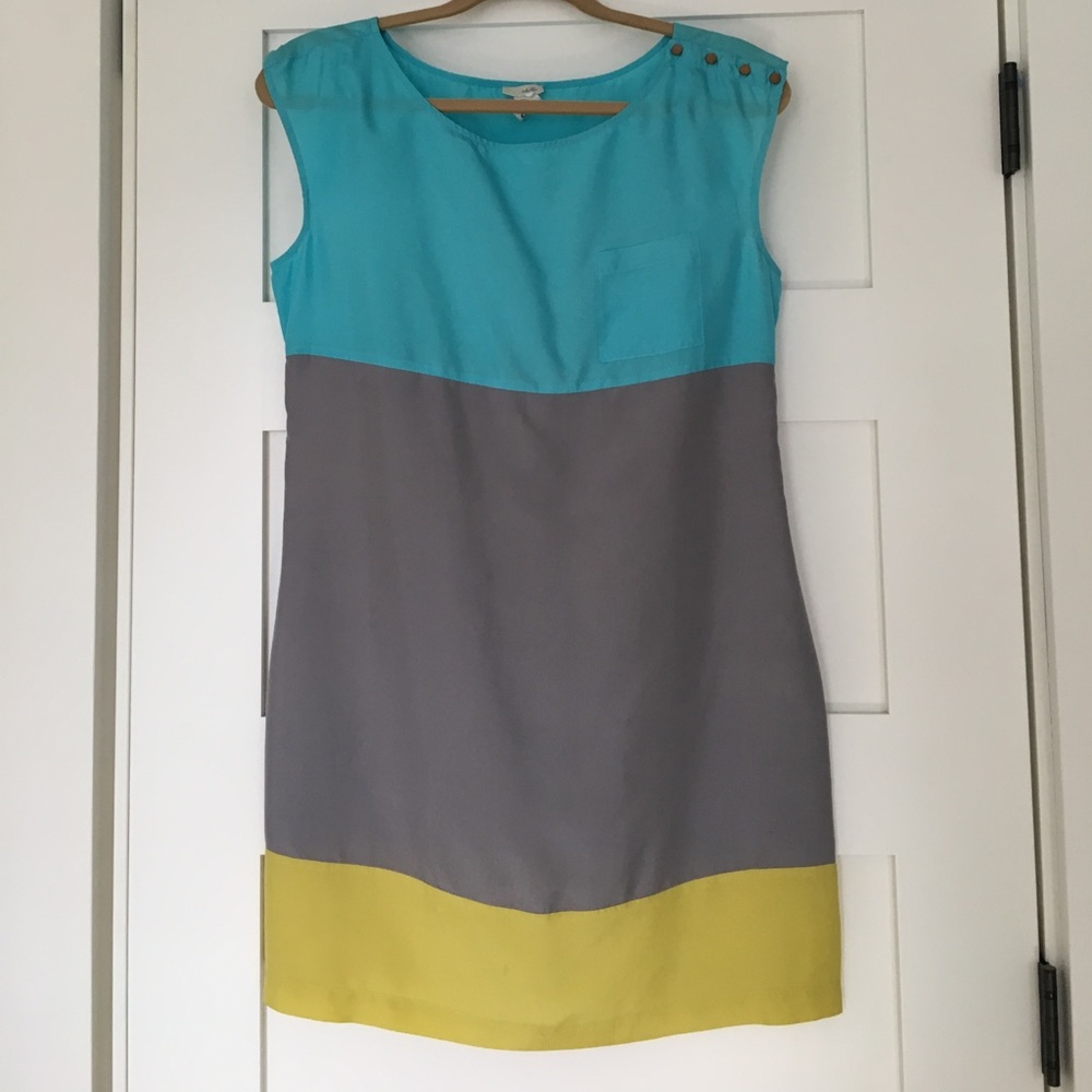Anthropolgie Odille -  silk colorblock shift dress