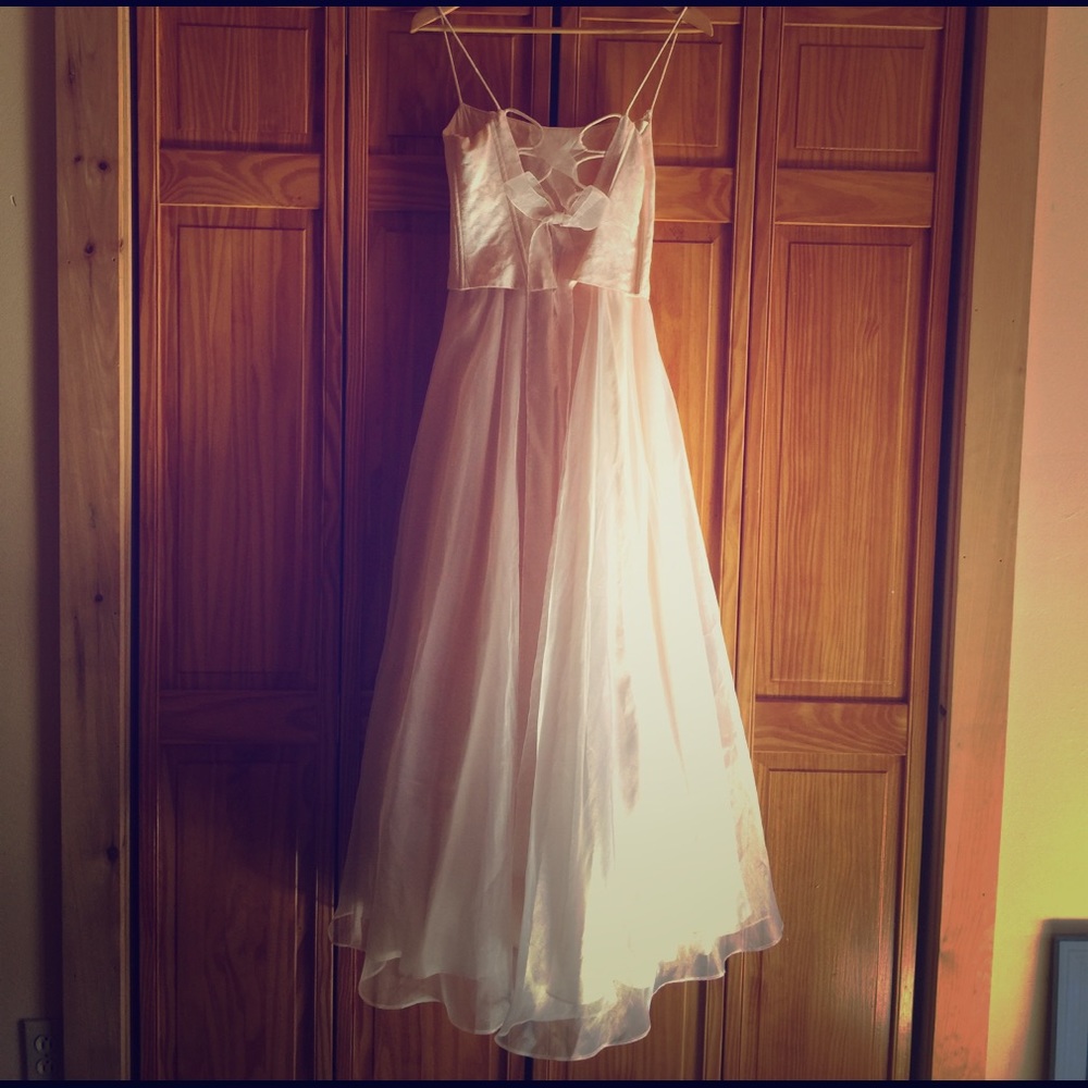 Light Pink Lace Back Prom dress