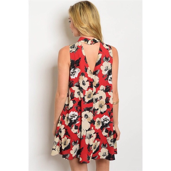 New red floral dress - Picture 6 of 8