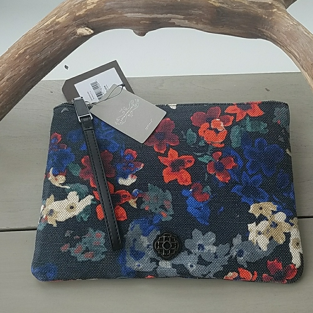 NWT Anthropologie Floral canvas wristlet/ clutch