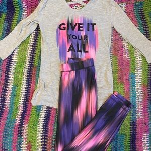 Justice top and leggings outfit