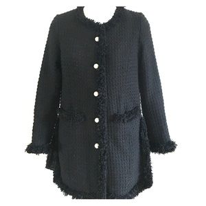 Black Coat with Pearl Buttons