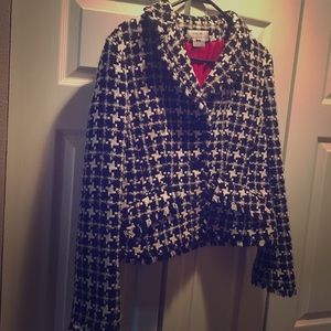 Black and White Nine West Tweed Jacket