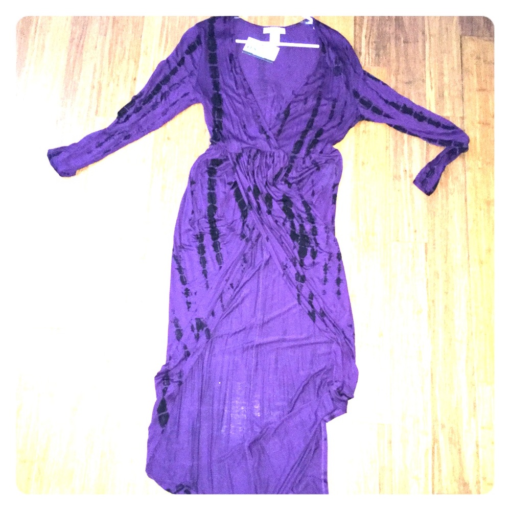 Plus size purple the dye high/low dress XXL