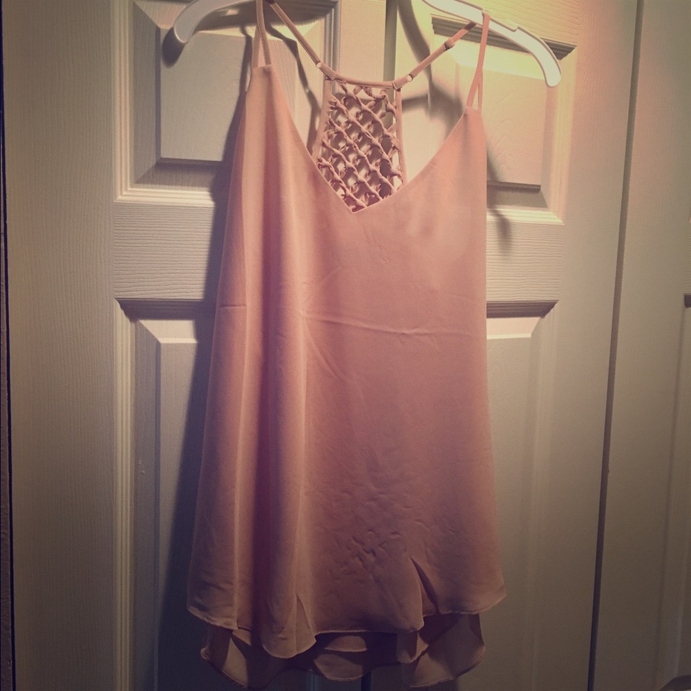 Blush lattice back top