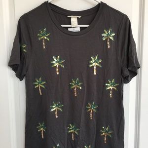 NWT H&M palm tree sequin shirt