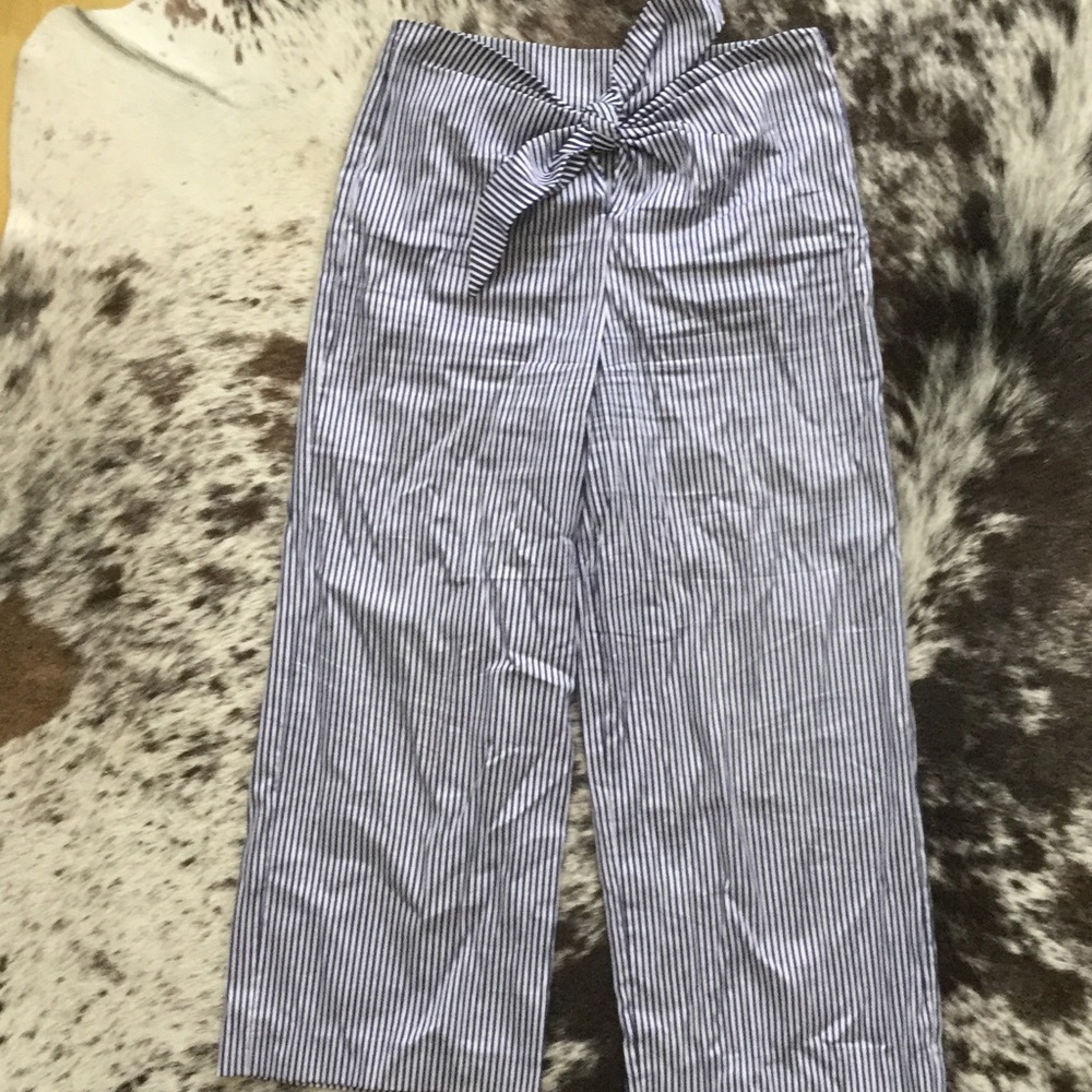 Zara Stripe sailor crop pant