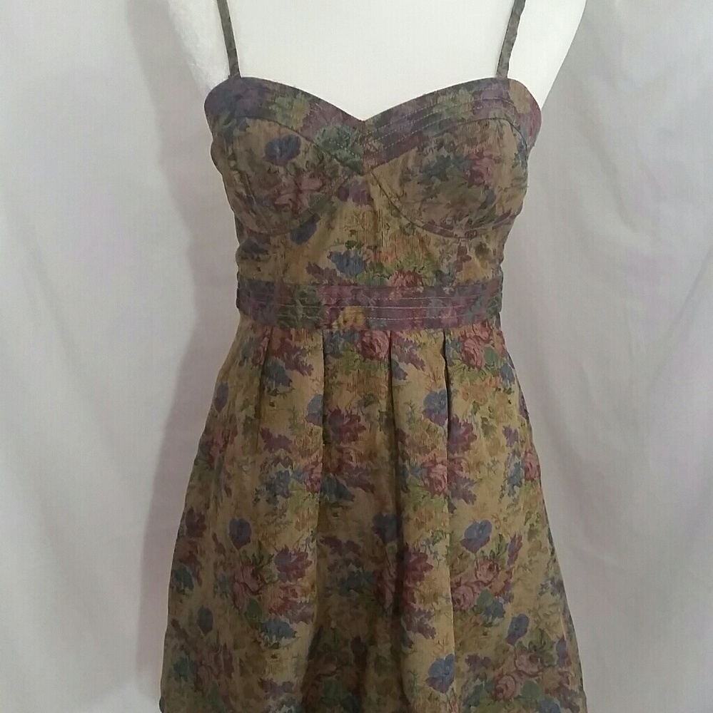 FREE PEOPLE Tapestry  Floral Bustier Skater Dress