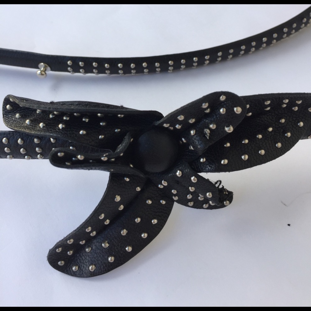 DKNY studded black leather belt