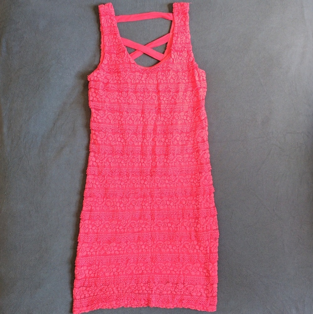 Coral Flower Lace Dress