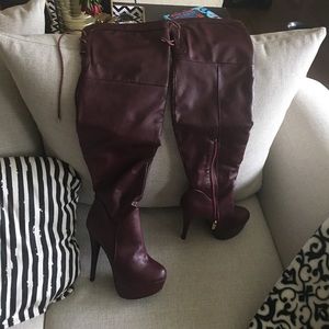 NWOT Oxblood Thigh High Boots