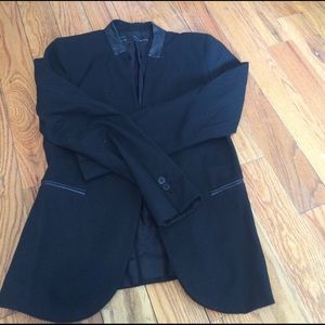 Zara black blazer with leather trim
