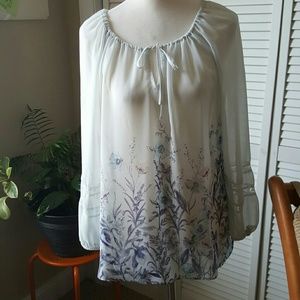 Lauren Conrad lovely sheer floral blouse