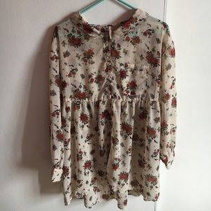 Free People Oversized Floral Chiffon Button Down