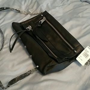 Nordstrom nwt black cross body bag silver black