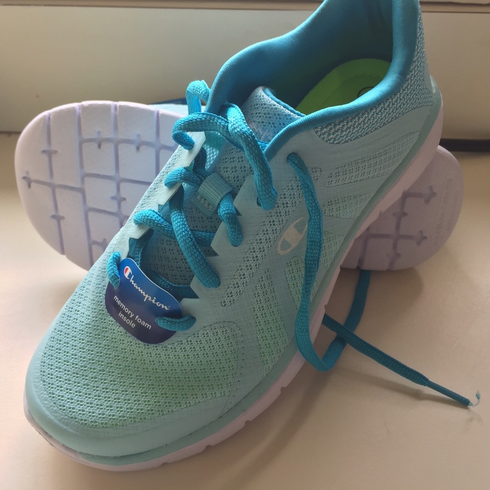 New Girls Baby Blue/teal Memory Foam Sneakers