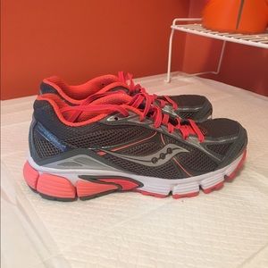 Saucony orange grey athletic shoes