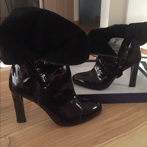 Stuart Weitzman patent leather high heel boots NIB