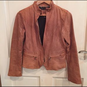 Tan leather Moto jacket