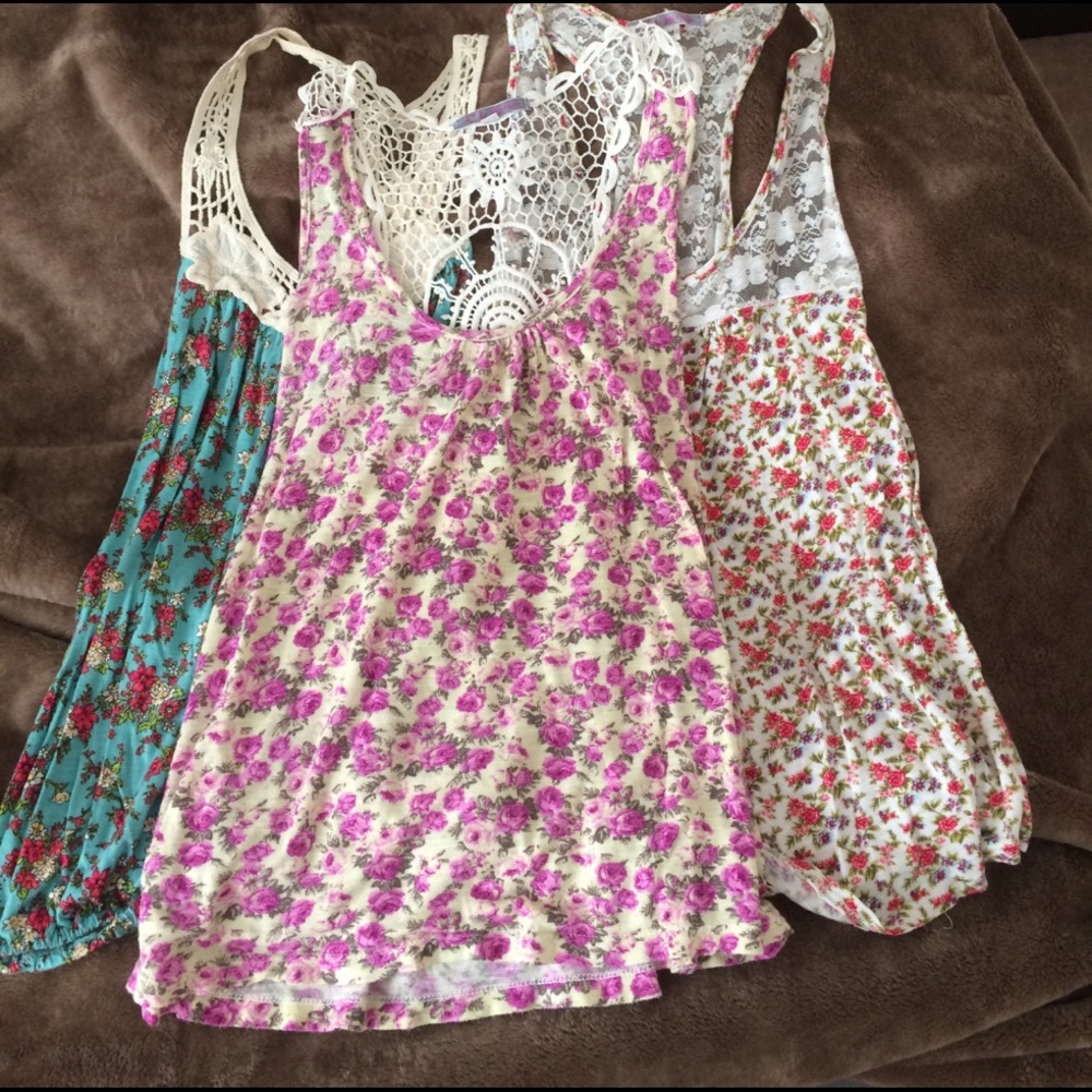 Bundle of three flower/crochet tops