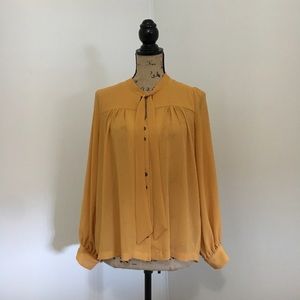 Mustard Cold Shoulder Blouse Size M