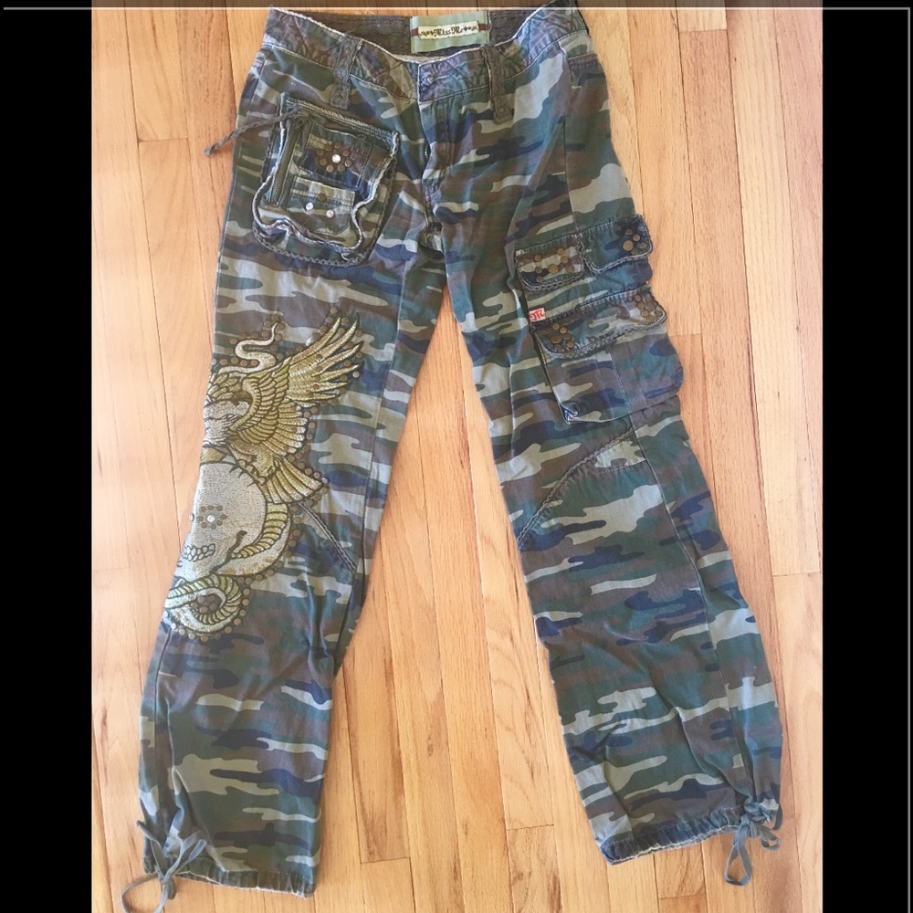 MISS ME Camo Embellished Rhinestone Studded pants