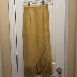 genuine leather wrap skirt .