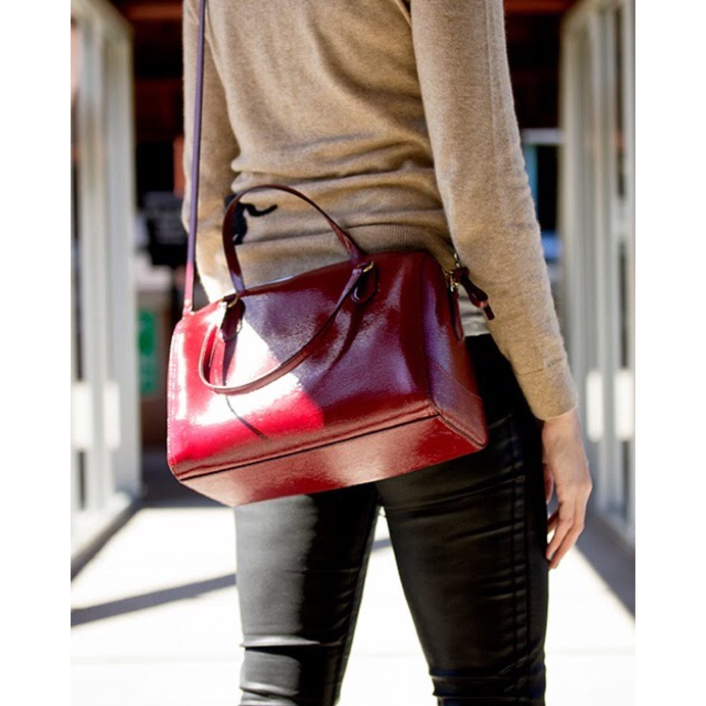 Burgundy patent leather Coach bag