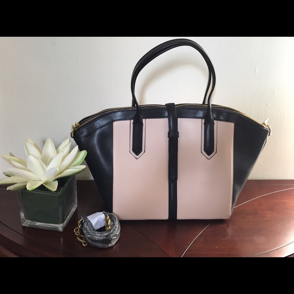 JCrew Tartine Black & Pink Colorblock Shoulder Bag